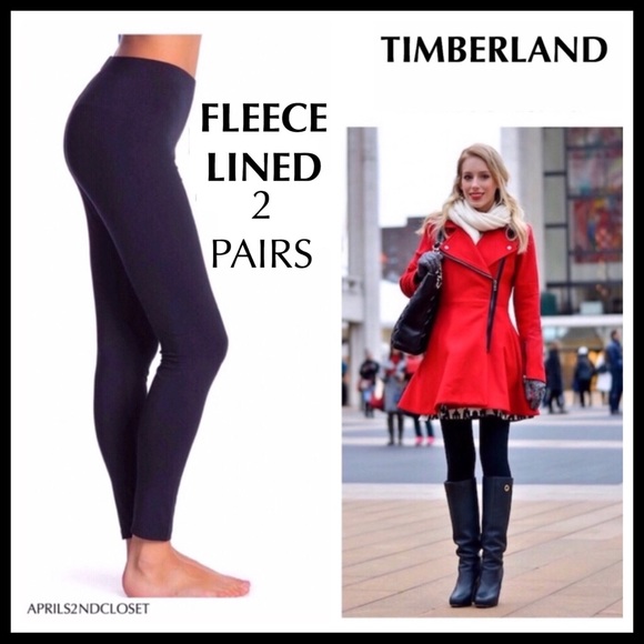 TIMBERLAND 2 BLACK FLEECE LINED LEGGINGS A2C - Picture 16 of 16